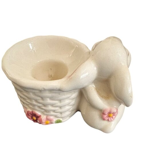 Vintage Easter 3 Piece Avon 1985 Ceramic Bunny & Floral Trinket Tray And Vase Se - Picture 10 of 11